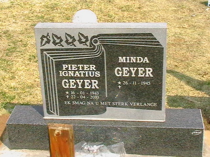 GEYER Pieter Ignatius 1943-2010 &amp; Minda 1945-