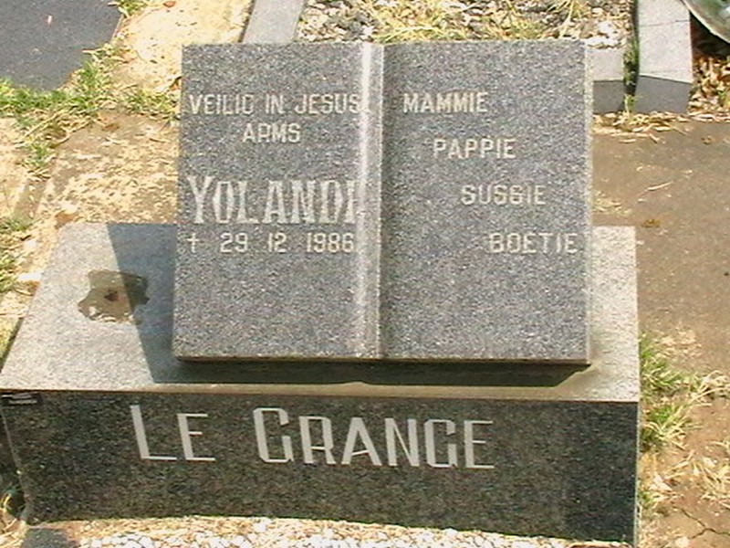 GRANGE Yolandi, le 1986-1986