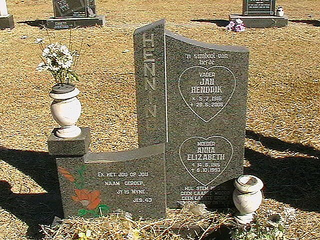 HENNING Jan Hendrik 1916-2006 &amp; Anna Elizabeth 1915-1993