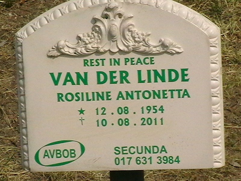 LINDE Rosiline Antonetta, van der 1954-2011