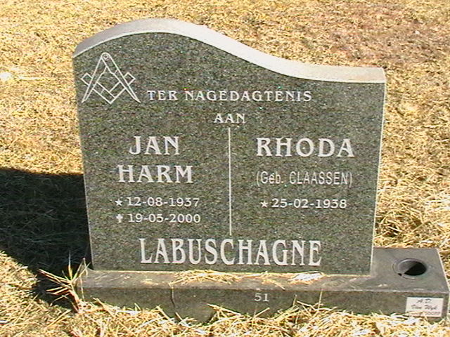 LABUSCHAGNE Jan Harm 1937-2000 &amp; Rhoda CLAASSEN 1938-