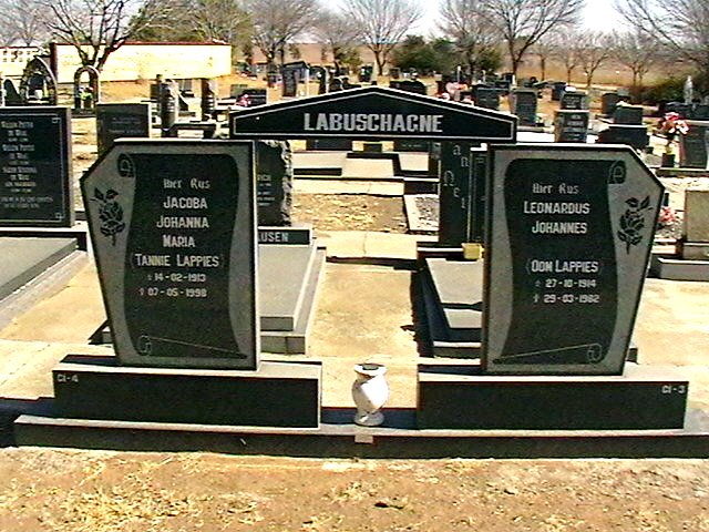 LABUSCHAGNE Leonardus Johannes 1914-1982 &amp; Jacoba Johanna Maria 1913-1992