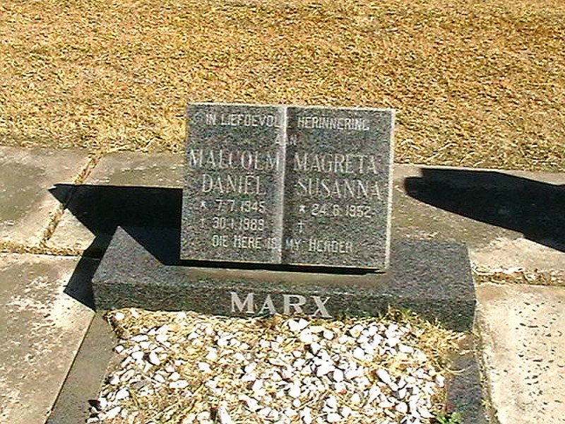MARX Malcolm Daniël 1945-1989 &amp; Magreta Susanna 1952-