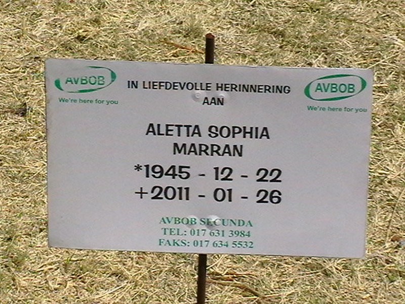 MARRAN Aletta Sophia 1945-2011