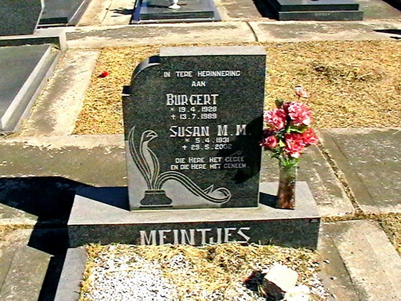 MEINTJES Burgert 1928-1989 &amp; Susan M.M. 1931-2002
