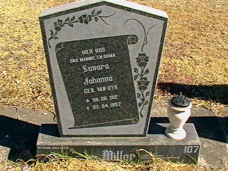 MILLER Susara Johanna nee VAN DYK 1912-1997
