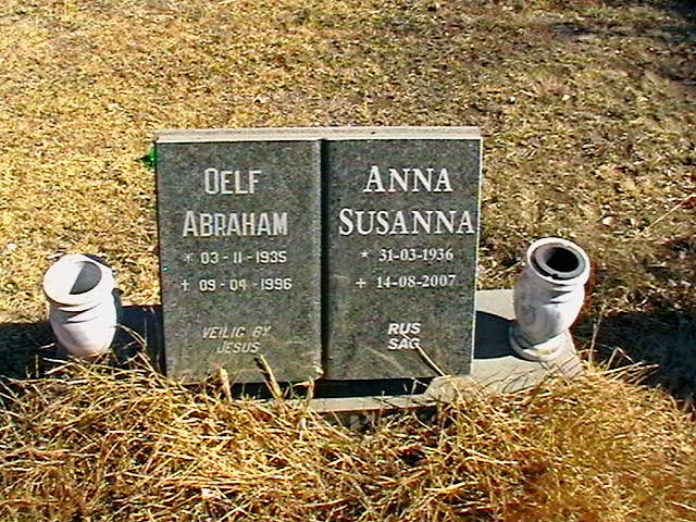 MERWE Oelf Abraham, van der 1935-1996 &amp; Anna Susanna 1936-2007