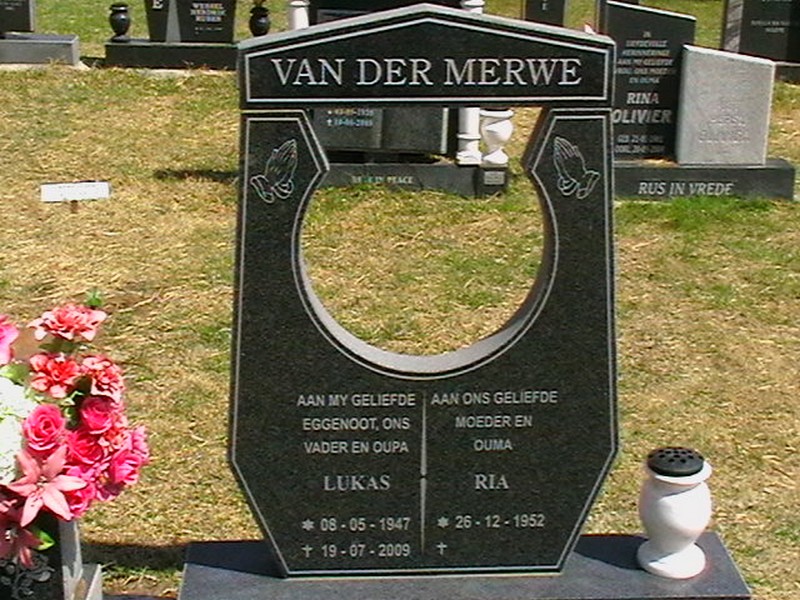 MERWE Lukas, van der 1947-2009 &amp; Ria 1952-