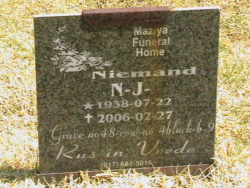 NIEMAND N.J. 1938-2006