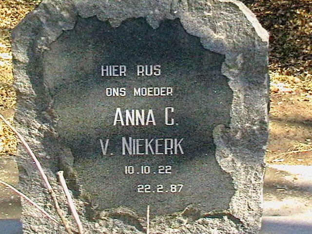 NIEKERK Anna C., van 1922-1987
