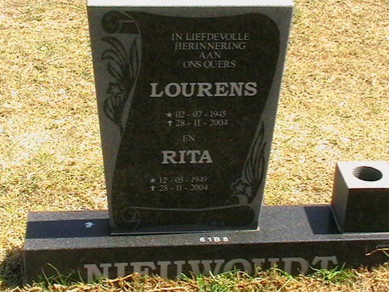 NIEUWOUDT Lourens 1945-2004 &amp; Rita 1949-2004