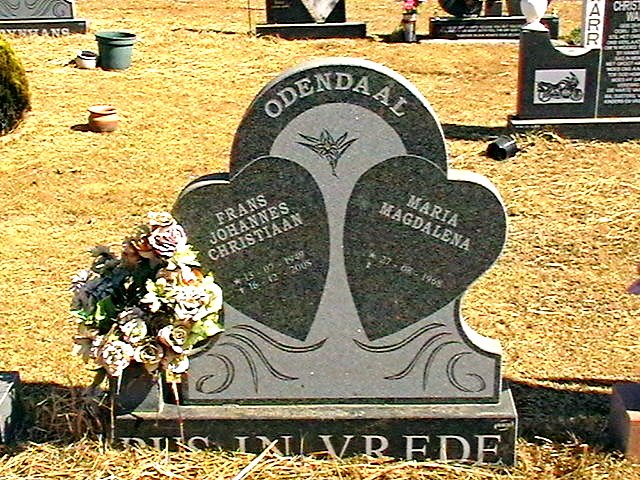 ODENDAAL Frans Johannes Christiaan 1949-2008 &amp; Maria Magdalena 1958-