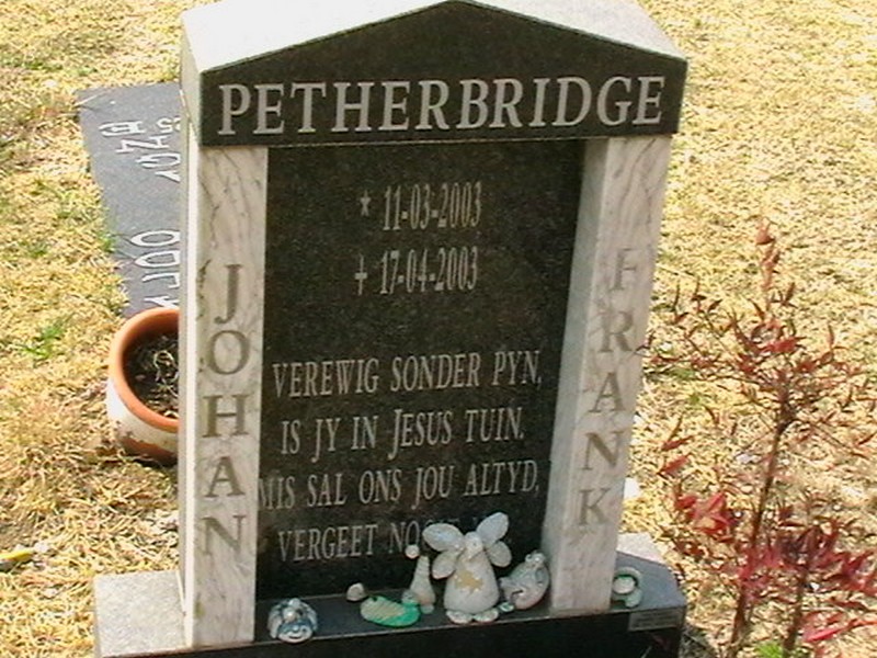 PETHERBRIDGE Johan Frank  2003-2003