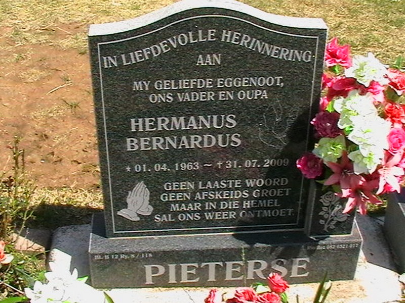 PIETERSE Hermanus Bernardus 1963-2009