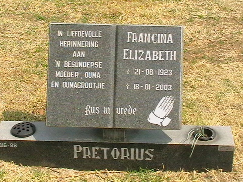 PRETORIUS Francina Elizabeth 1923-2003