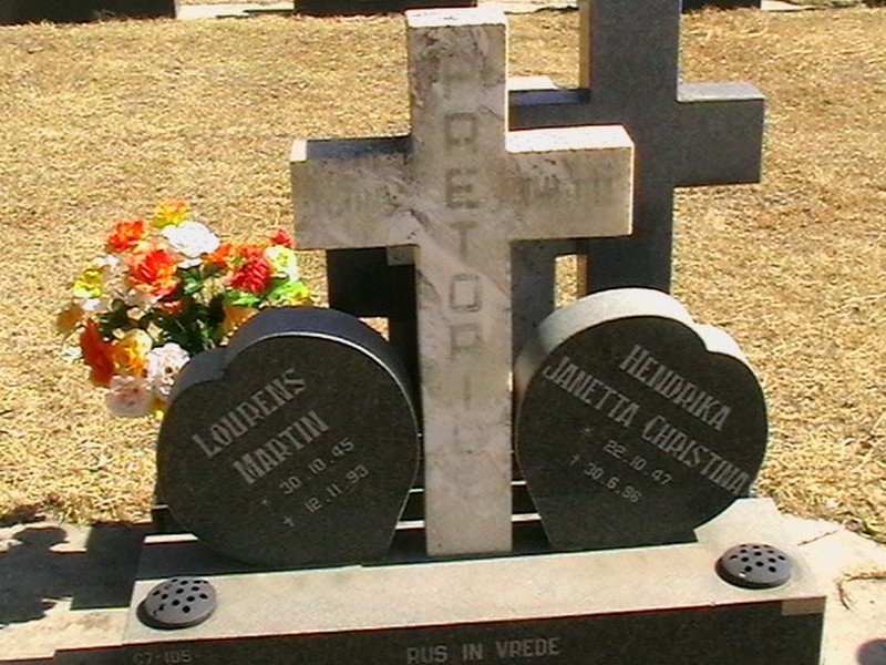 PRETORIUS Lourens Martin 1945-1993 &amp; Hendrika Janetta Christina 1947-1996