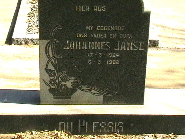 PLESSIS Johannes Janse, du 1924-1982