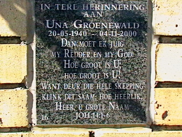 GROENEWALD Una 1940-2000
