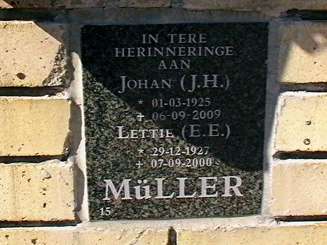 MÜLLER J.H. 1925-2009 &amp; E.E. 1927-2000