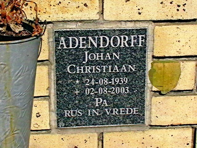 ADENDORFF Johan Christiaan 1939-2003