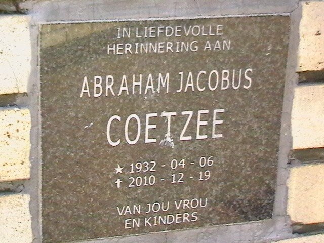 COETZEE Abraham Jacobus 1932-2010