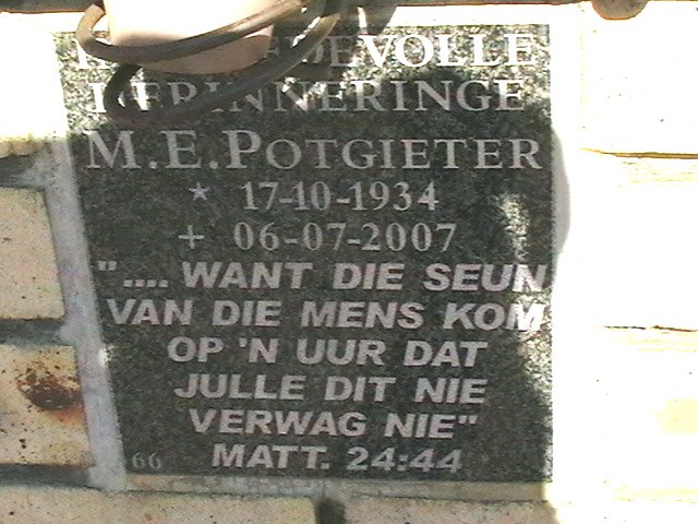 POTGIETER M.E. 1934-2007
