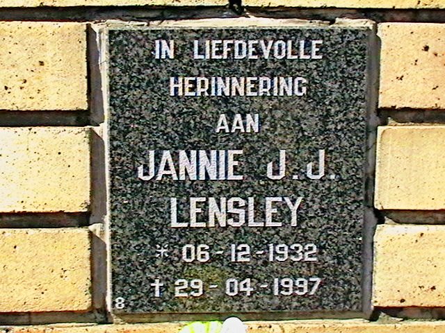 LENSLEY Jannie J.J. 1932-1997