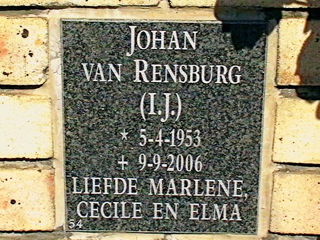 RENSBURG I.J., van 1953-2006