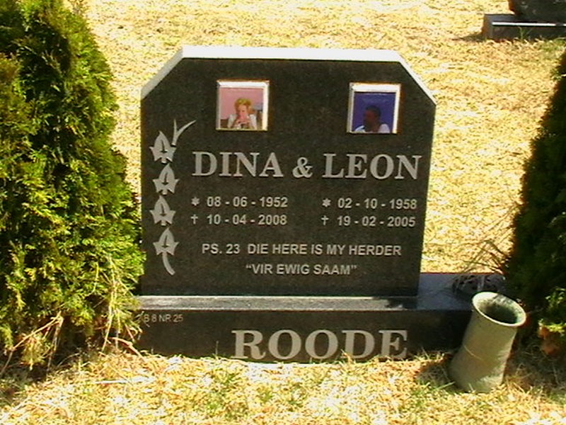 ROODE Leon 1958-2005 &amp; Dina 1952-2008