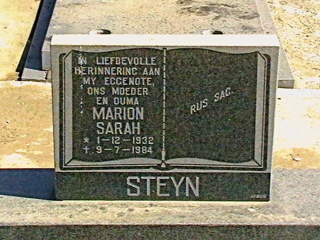 STEYN Marion Sarah 1932-1984