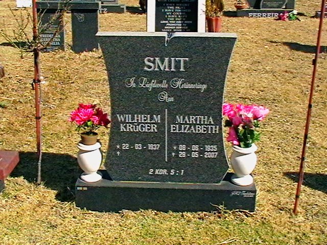 SMIT Wilhelm Krüger 1937- &amp; Martha Elizabeth 1935-2007