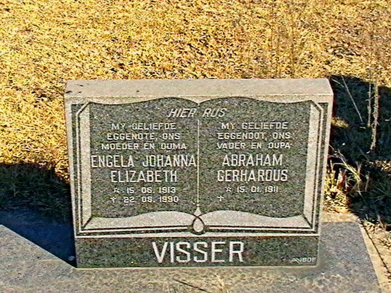 VISSER Abraham Gerhardus 1911- &amp; Engela Johanna Elizabeth 1913-1990