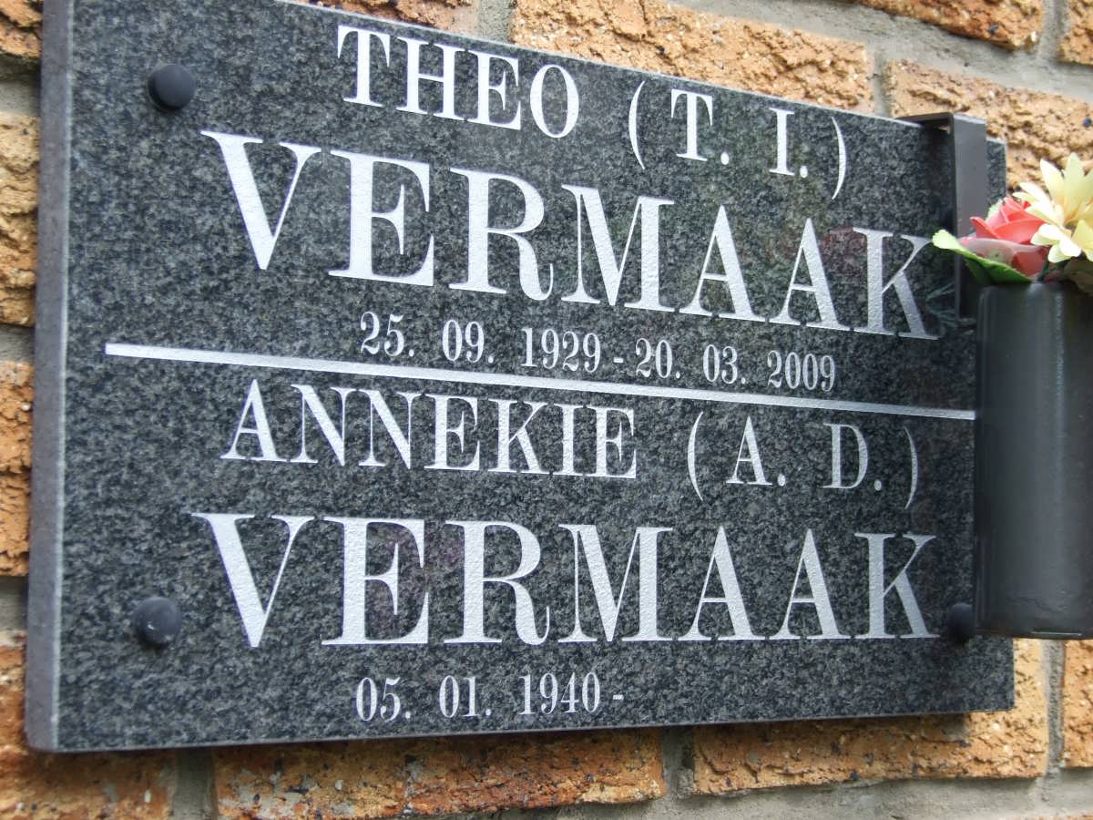 VERMAAK T.I. 1929-2009 &amp; A.D. 1940-
