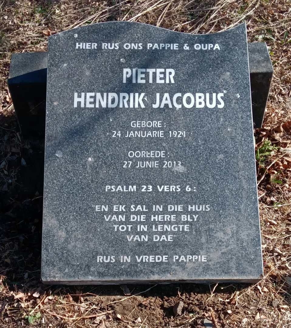 ? Pieter Hendrik Jacobus 1921-2013