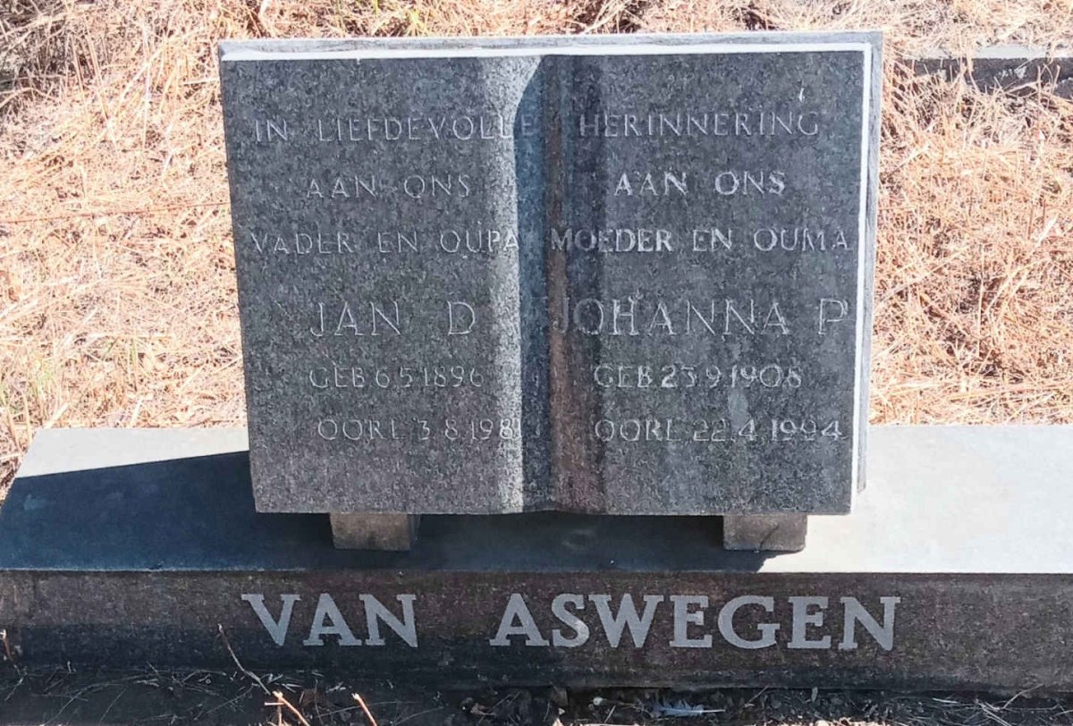 ASWEGEN Jan D., van 1896-198? & Johanna P. 1908-1994 