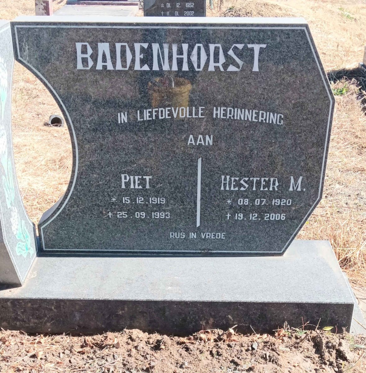 BADENHORST Piet 1919-1993 & Hester M. 1920-2006