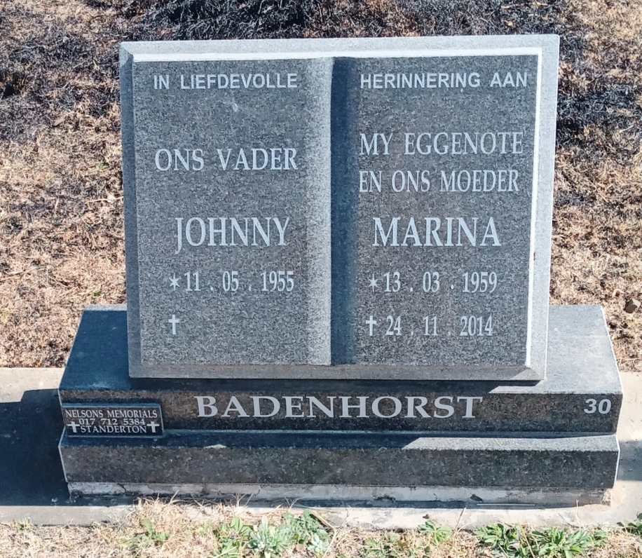 BADENHORST Johnny 1955- & Marina 1959-2014