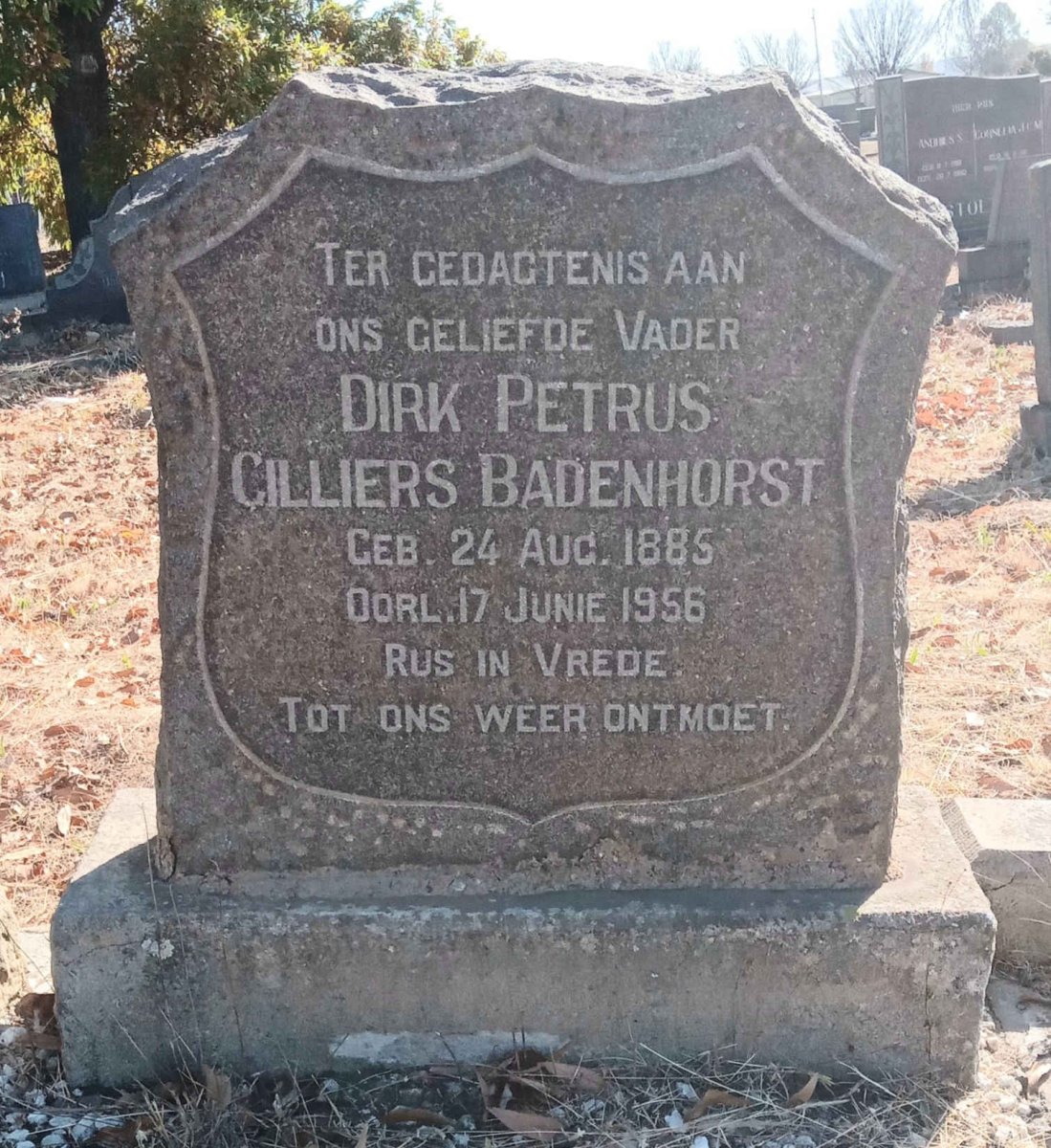 BADENHORST Dirk Petrus Cilliers 1885-1956
