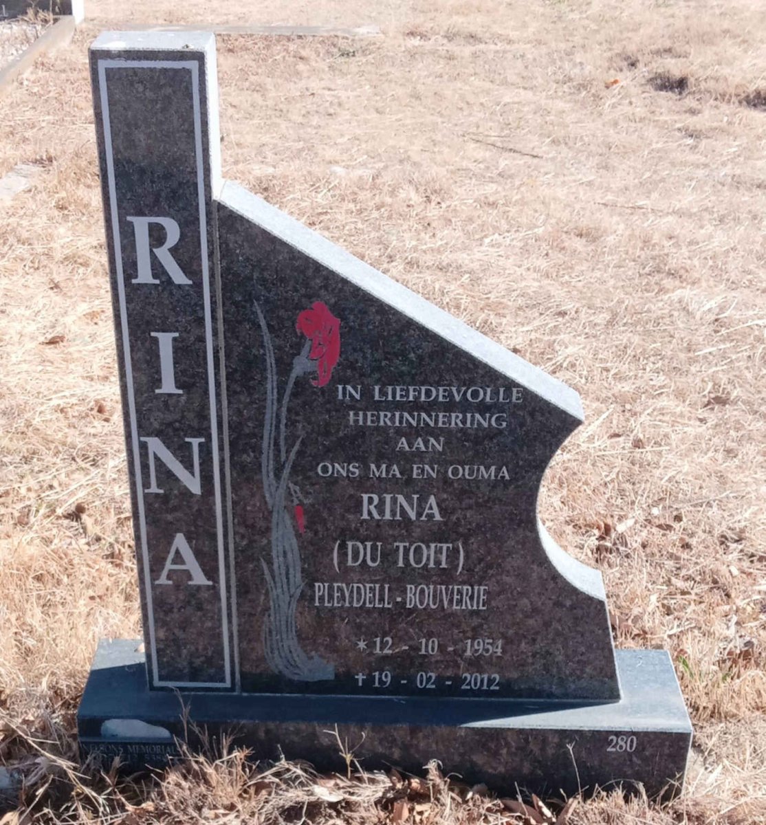 BOUVERIE Rina, PLEYDELL-, nee DU TOIT 1954-2012