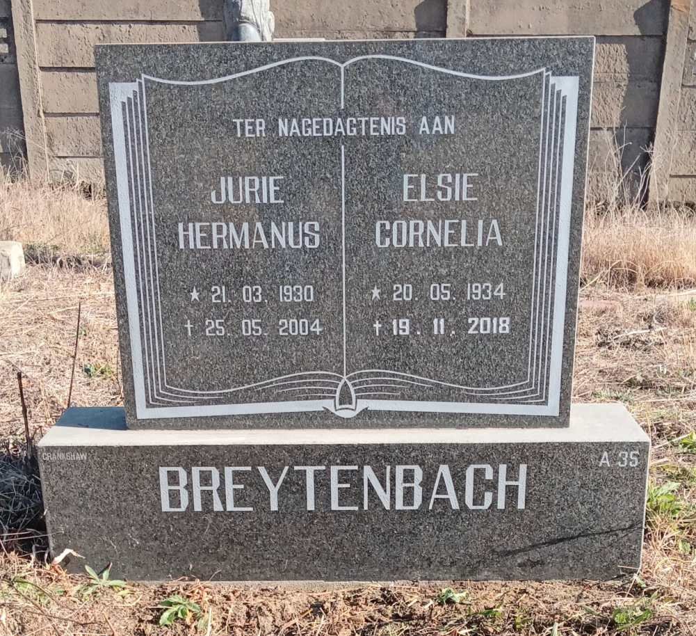 BREYTENBACH Jurie Hermanus 1930-2004 & Elsie Cornelia 1934-2018