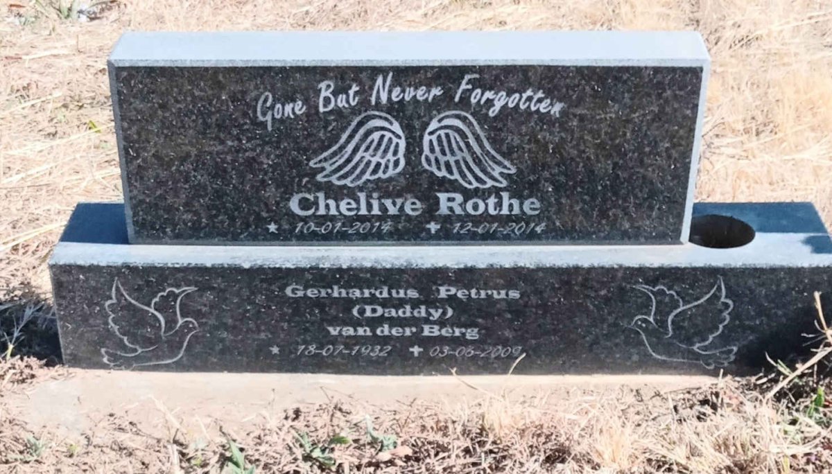 BERG Gerhardus Petrus, van der 1932-2009 :: VAN DER BERG Chelive Rothe 2014-2014