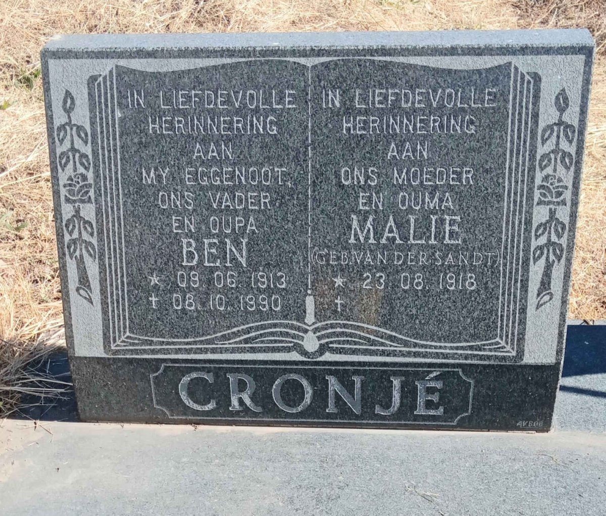 CRONJE Ben 1913-1990 & Malie VAN DER SANDT 1918-