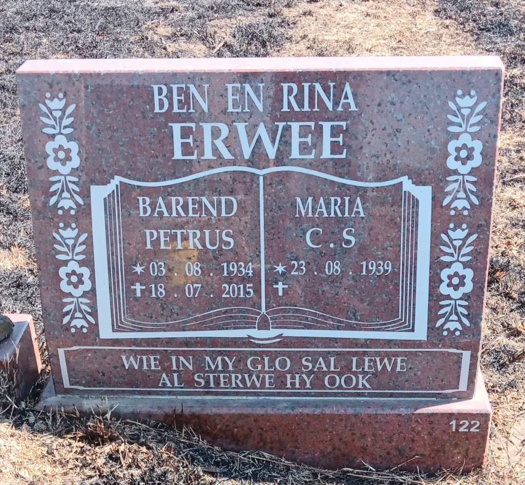 ERWEE Barend Petrus 1934-2015 & Maria C.S. 1939- 