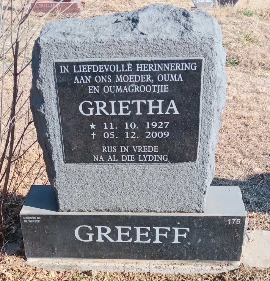 GREEFF Grietha 1927-2009