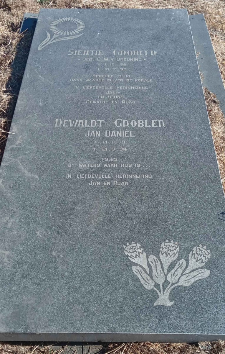 GROBLER G.W. nee VAN GREUNING 1952-1990 :: GROBLER Jan Daniel 1973-1994