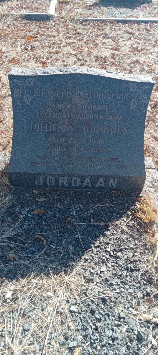 JORDAAN Diederik Johannes 1888-1959