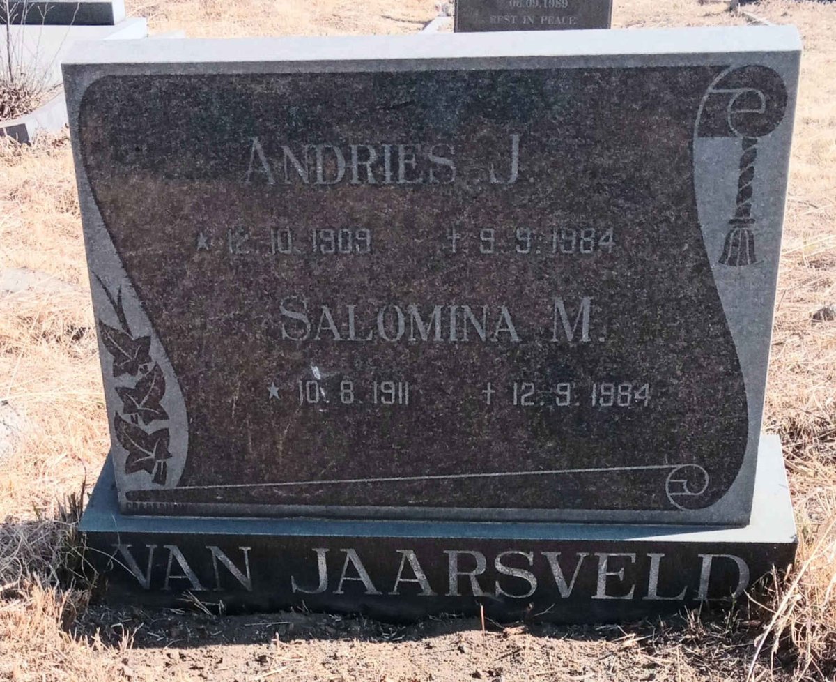 JAARSVELD Andries J., van 1909-1984 & Salomina M. 1911-1984 