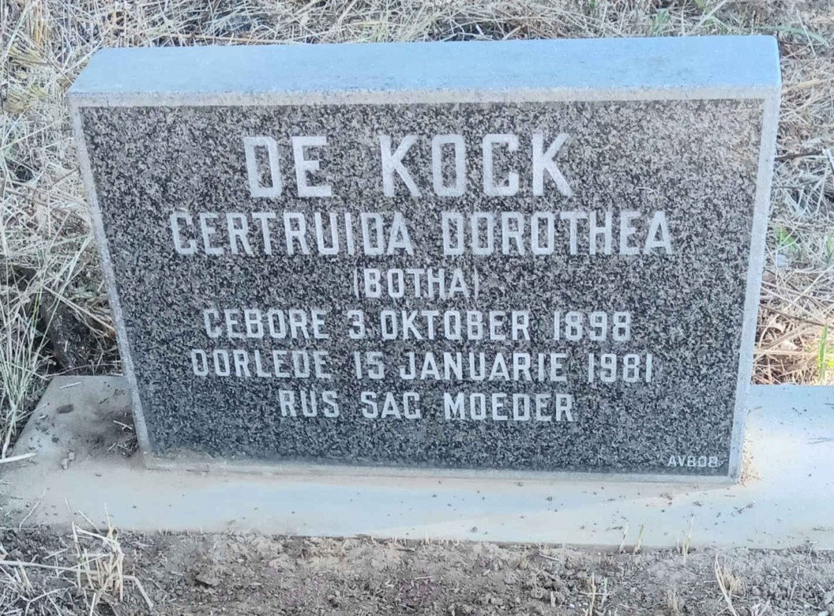 KOCK Gertruida Dorothea, de nee BOTHA 1898-1981