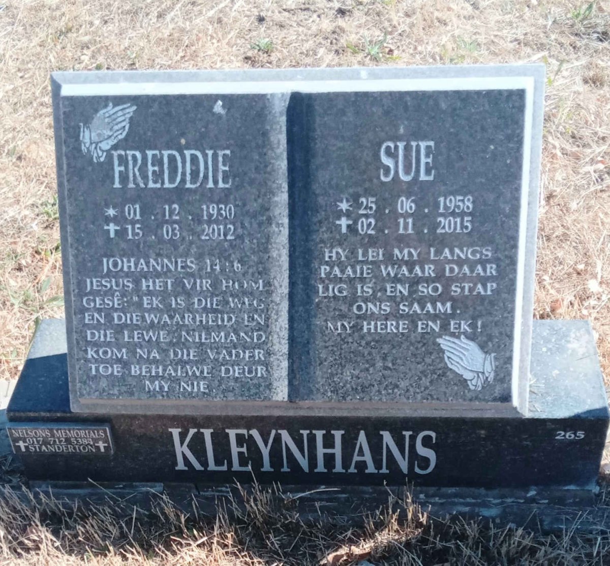 KLEYNHANS Freddie 1930-2012 & Sue 1958-2015