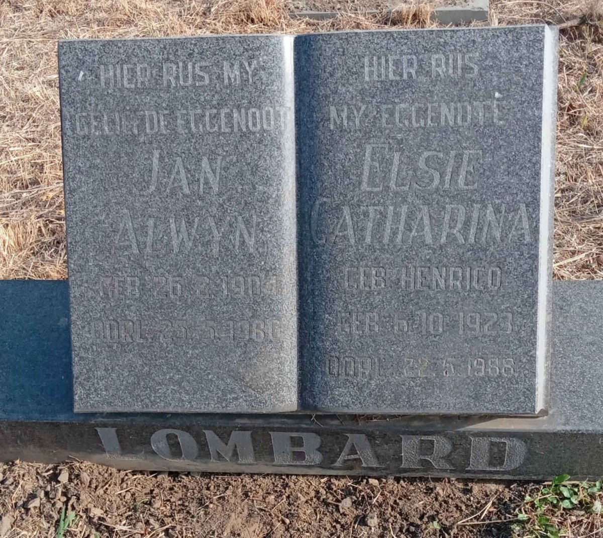 LOMBARD Jan Alwyn 1904-1960 & Elsie Catharina HENRICO 1923-1988